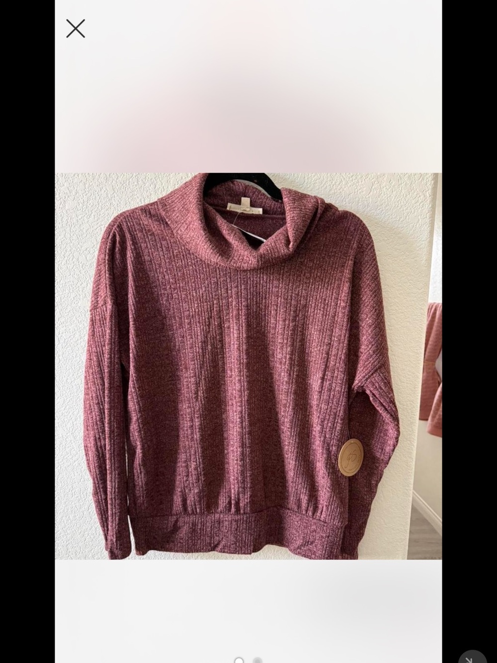 Ribbed Cowl Neck Sweater - Dusty Rose